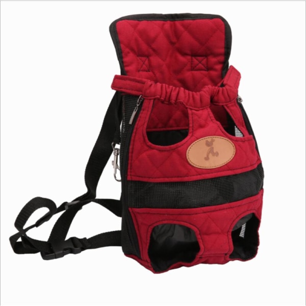 Husdjursryggsäck Reseväska Bärväska Hundryggsäck Bröstpaket, röd L