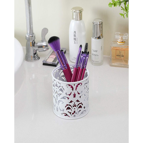 Skrivebordsarrangør Penneholder Blyantholder Makeup Børster Opbevaring Kontorartikler Organiser, Pakke med 2, Hvid