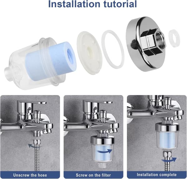 Brusefilter, 1/2\" Antikalkfilter, med 2 udskiftelige blå filtre