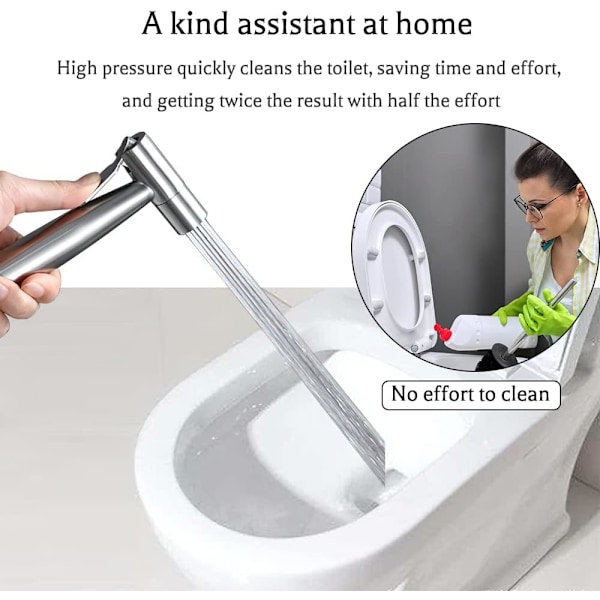 WC-suihke, Ruostumattomasta Teräksestä Valmistettu WC-Suihkeensarja, Säädettävä Vedenpaine WC-Suihkeelle, Bide-Suihke Henkilökohtaiseen Hoitoon/WC:n Puhdistukseen