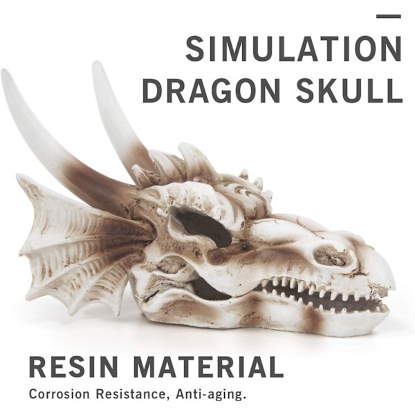 Fiske Tank Dekoration Drage Kranie - Akvarium Dekoration Resin Emulational Dinosaur, Cool Fisk Akvarium Tilbehør, Hjem Bar Dekor 5.5×3.7×4 Tommer