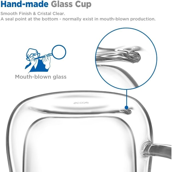 2x220ml Dubbelväggiga Kaffeglas Muggar Cappuccino Latte Macchiato Glas Koppar Borosilikat Hettbeständigt Glas Koppar