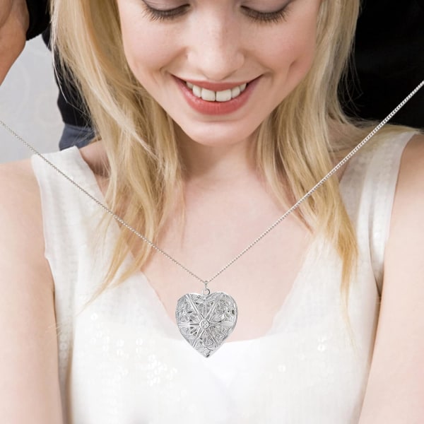 Halsband med hjärtformat medaljong för kvinnor och flickor, kärleksfullt fotohalsband