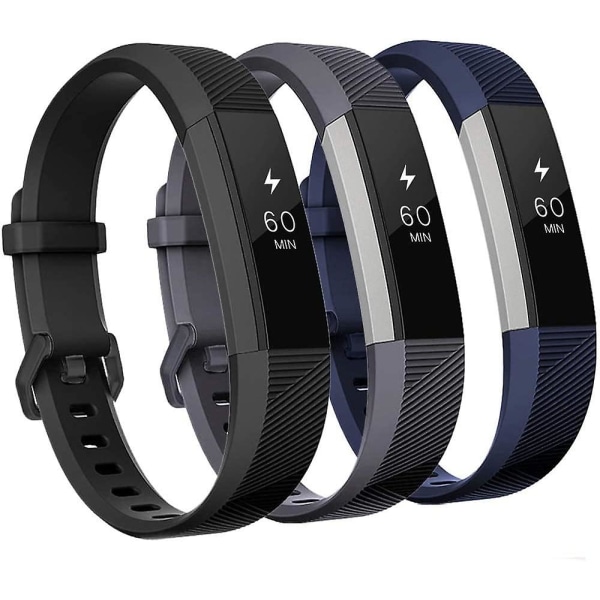 Band kompatibel med Fitbit Alta och Fitbit Alta Hr, 3-pack mjuka silikonarmband för Fitbit Alta Hr klockarmband, lämplig för män kvinnor, storlek S