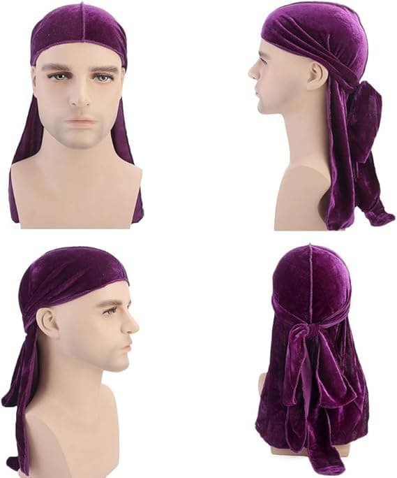 Unisex fløyel og silke Deluxe Durag for 360 Waves Hodeplagg Lang hale