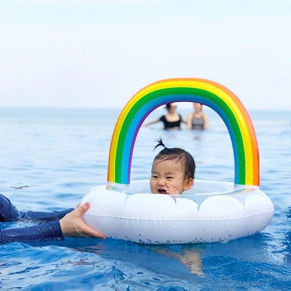 Baby , regnbågspaljett Uppblåsbar simboj Baby Glittrande simring för barn 1-5 år för poolfest Baby