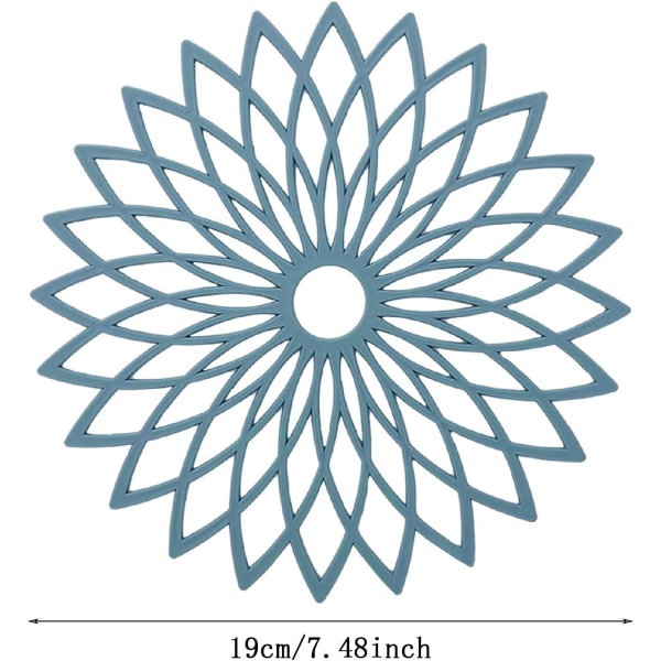 Blomma silikon triangelmatta Halkfri silikonunderlägg Isolerad Flexibel Hållbar Halkfri Lämplig för grytor, kastruller, tallrikar (8 st, diameter 19 cm)