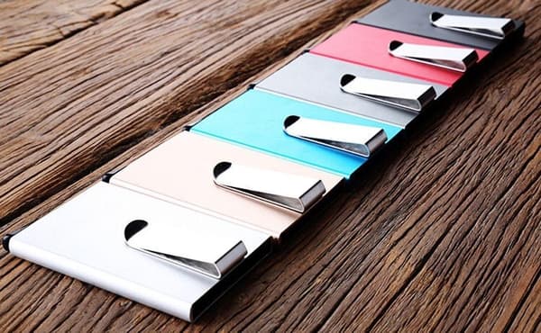 Kortholder 5 kort med pengeklips og pop-up - RFID-beskyttelse blue