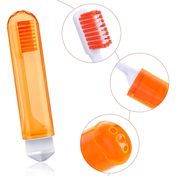 Resväsande tandborste i bulk, hopfällbar tandborste med tandborstefodral, mjuk, drickbar reseborste i reseformat, individuellt förpackad
