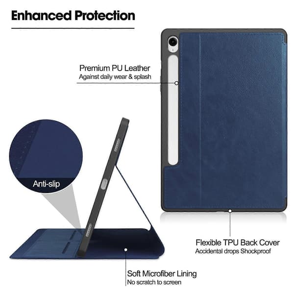 Til Samsung Galaxy Tab S10 FE/S9 FE Cover Stødsikkert Læder Auto Vågn/Sov Tablet Stand Cover