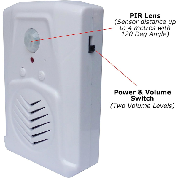 PIR Infraröd Rörelsesensor, Pro Edition med Multi-Track Playback. Ladda ner dina egna MP3-ljudfiler för att spela upp tal, musik eller ljudeffekter