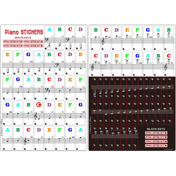 Pianoklaviaturklistermärken för 88/61/54/49/37 tangenter, feta pianoklistermärken med stora bokstäver för inlärning, avtagbar pianoklaviatur