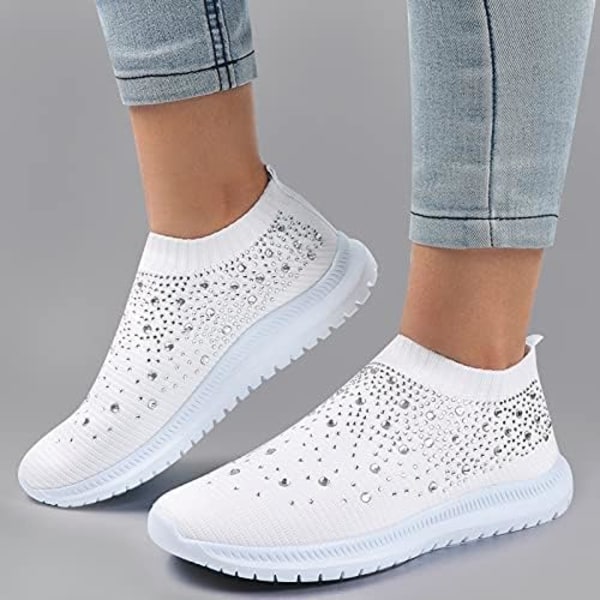 Kvindernes krystal åndbare ortopædiske slip-on gåsko, ultralette åndbare buesupport sneakers, 41
