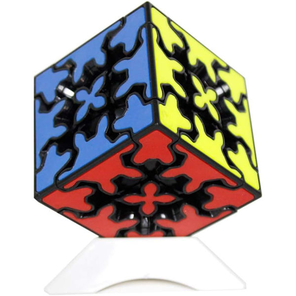 Gear Cube 3x3 Sileä 3D-palapeli jalustalla (musta)
