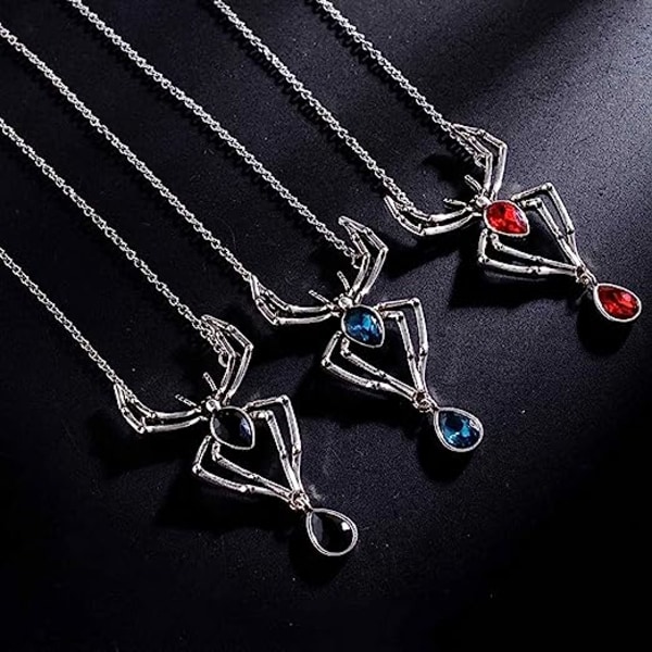 Vintage Gotisk Spindel Halsband Halloween Kristall Spindel Hänge Halsband Punk Stil Reptil Djur Smycken