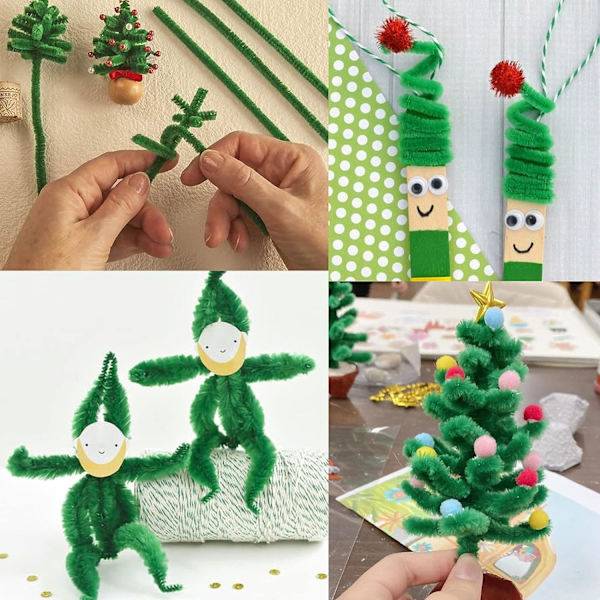 100 stk mørkegrønne piperensere, 6mm*30m chenilles stilker rør, chenille håndverk piprensere for DIY & rengjøring (dyp grønn)
