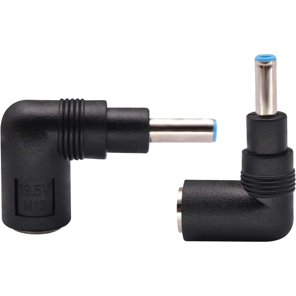 90 graders bärbar dator nätadapter 90 graders DC 7,4 mm x 5,0 mm hona till 4,5 mm x 3,0 mm hane strömomvandlare för notebook adapter ersättning (2-pack)