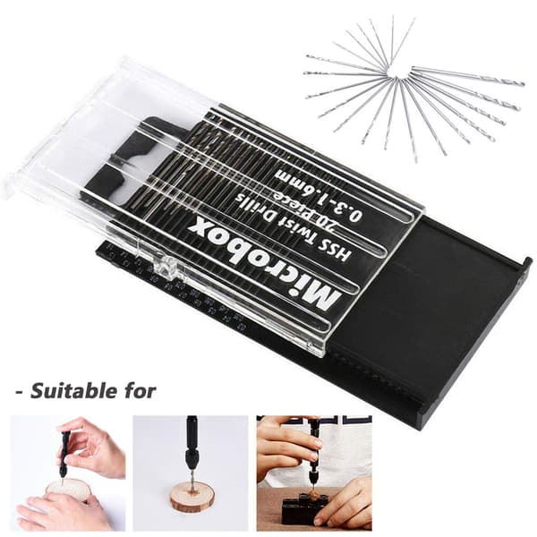 20-delad HSS Mini Micro Borrset, 0,3-1,6 mm Skaft Vridborr Precisionsborr DIY-kit