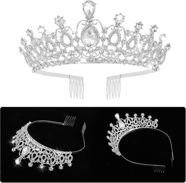 Kroneprinsesse - Krystall Rhinestone Krone Brude Bryllup Hodebånd