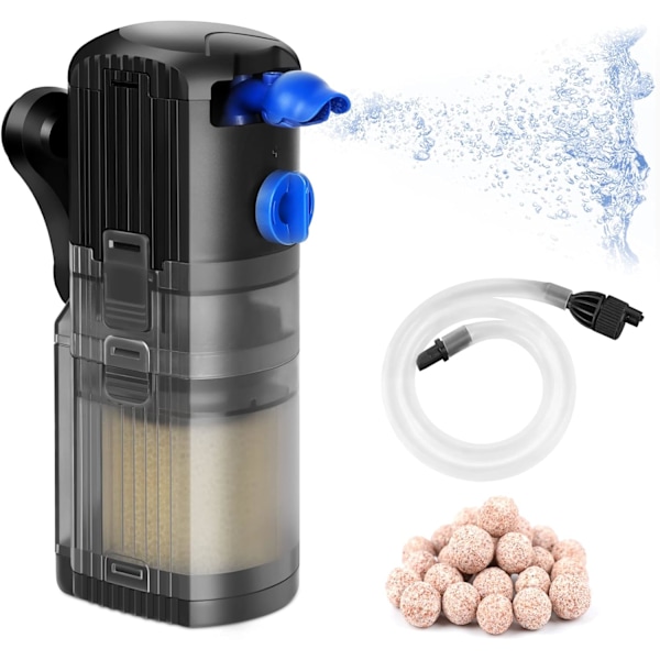 in 1 Justerbart Akvarium Internt Filter Akvariumpumpe for 40-120L Ferskvann eller Saltvannsakvarium 500L/H 8W