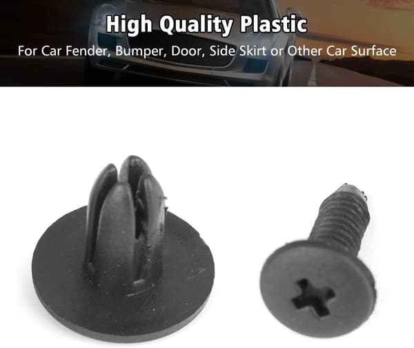 Fender Bumper Clip Set, 100 stk. Bilplastnitter Karosseriklips Nittefester 6mm