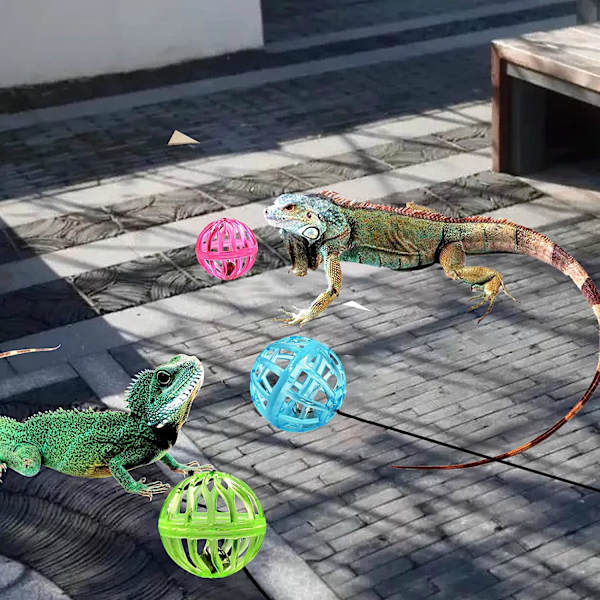 7-pack leksakskringla för skäggagam, reptilödla leksaksboll, slumpmässiga färger