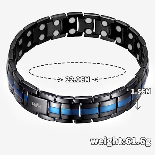 Magnetiska armband för män, magnetiska armband dubbelstark magnet 3500 Gauss med justeringsverktyg (blå & svart länk)