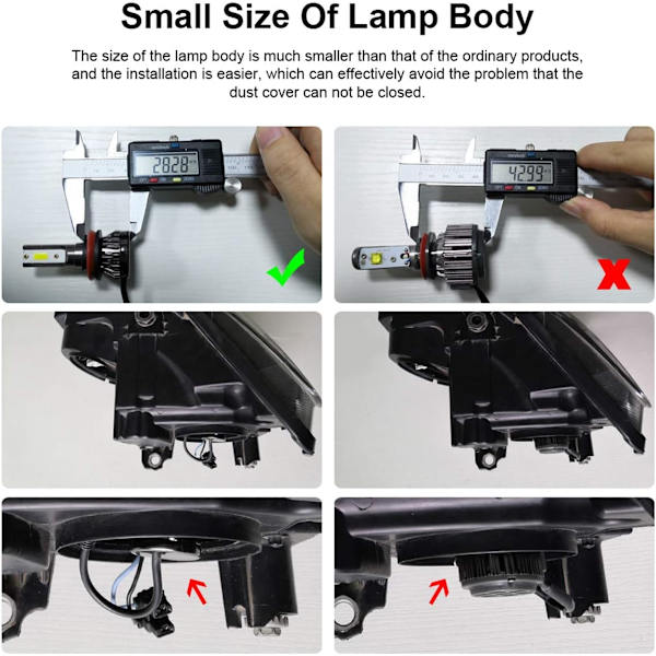 H7 Auton ajovalon Mini Led -lamput Auton ajovalosarja 6000K Led -lamppu 2 kpl