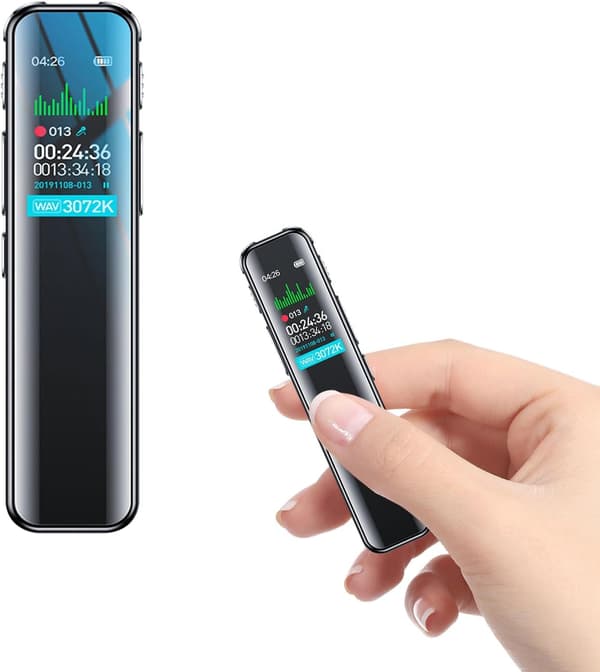 Diktafon, 256 GB hukommelse, USB genopladelig, med MP3-afspiller til lektioner Diktafon