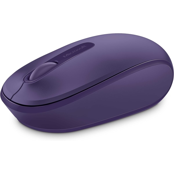 Microsoft Wireless Mobile Mouse 1850 - Lila. Bekväm höger-/vänsterhänt trådlös mus med transceiver för PC/Bärbar dator/Desktop