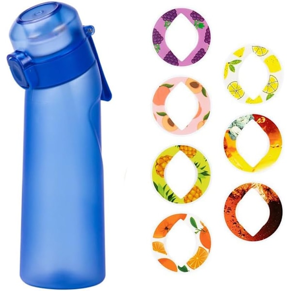 Ilmavesipullo tuoksupalkoilla, 650 ml juomapullot 7 hedelmäpalkoilla, oljella (satunnaisia ​​tuoksupalkoja) Transparent pink (7 random rings)