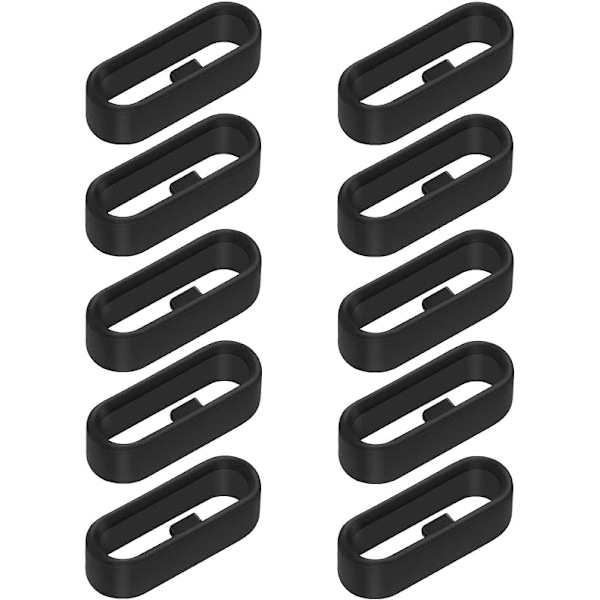 Kellohihnan silmukka, silikoniset kellohihnan renkaat, 10 kpl, rannekkeen pidike älykellolle black 22MM