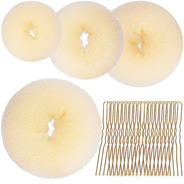 Hårbulleformare set, 4 hårbulleformare (extra stor, stor, medium, liten) med stora blonda hårnålar 20 st