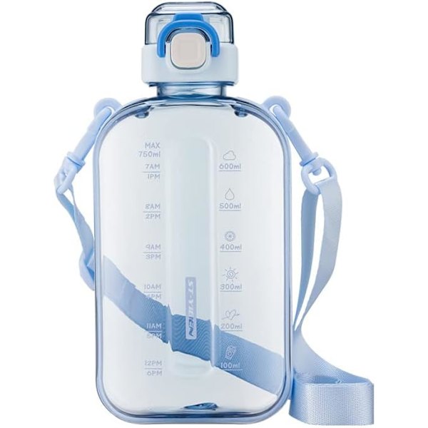 Sport Vattenflaska 750ml, Läckagesäker Drickflaska, Vattenflaska med Hälsosamt Material för Resor Picknick Camping Vandring blue