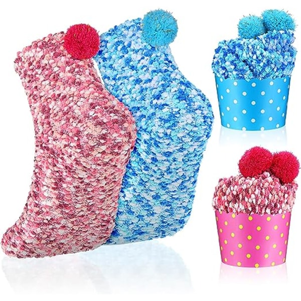 2 stycken Cupcakestrumpor DIY Presentstrumpor Vinter Cupcake Fuzzy Socks