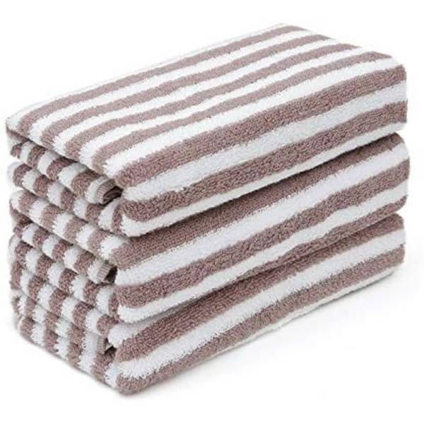 Supermyke Thanksgiving-håndklær i bomull med striper og hengeøye, svært absorberende håndklær for bad 34*74CM (brunt) 3-pakning