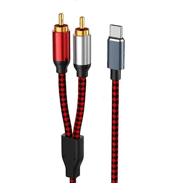 0,5 m USB Type-C til 2 RCA han lydkabel til mobiltelefon tablet forbindelse til højttaler/forstærker