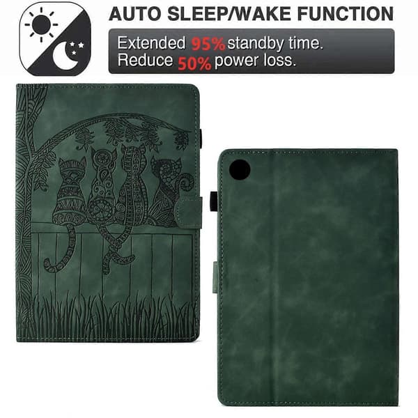 Til Samsung Galaxy Tab A9 Etui Katte Præget PU Læder Kort Slots Tablet Cover