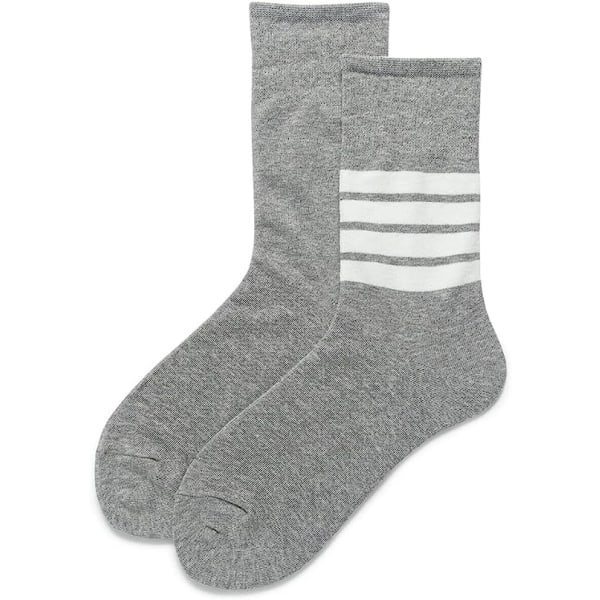 5Pairs Four Bars Socks Women's Mid Tube Stockings Black and White Striped Sports Cotton Socks