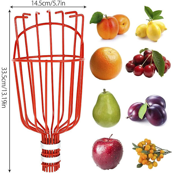Metallisk fruktplockare med klo, metallisk fruktplockningsverktyg, trädgårdsredskap för skörd av äpplen, citrusfrukter, päron, persikor