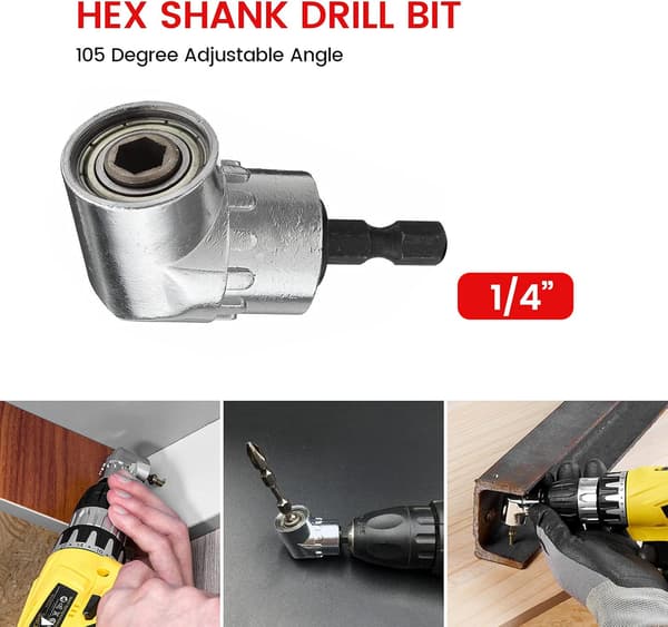 Høyrevinklet drillbit, 105° 1/4\" sekskantskaft for drill 2 stk