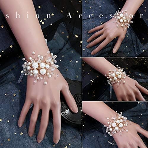 Bryllup brud brudepike håndblomst, corsage armbånd bryllupsplanlegger håndleddscorsage håndleddsblomst