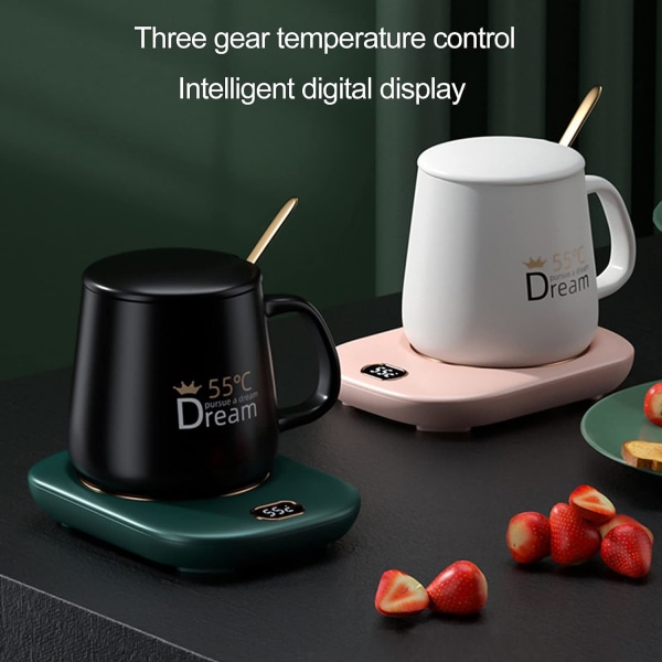 USB-drevet vandtæt kaffeværmer til bordplade Klasse 3 55°C Universal kopvarmer, hvid