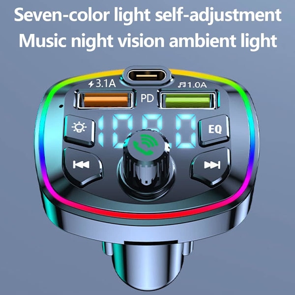 Bluetooth FM -lähetin autoradiosovitin MP3-soitin Handsfree Bluetooth 5.0 kaksois-USB-portit