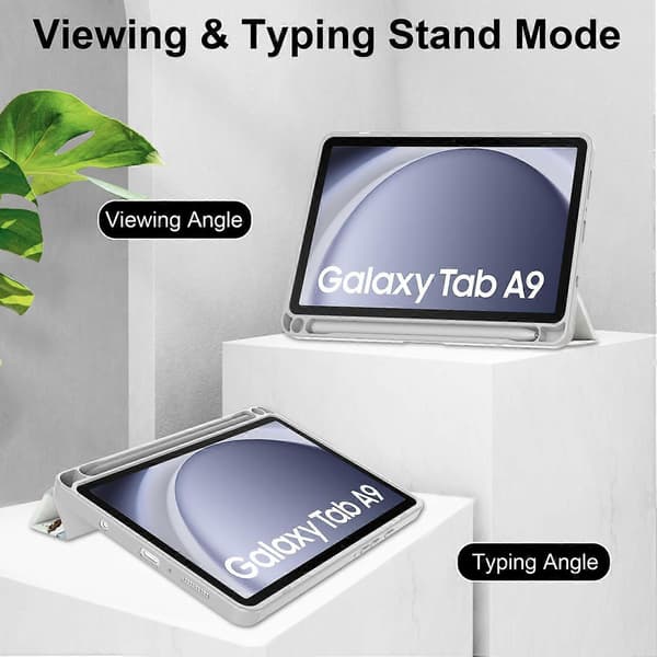For Samsung Galaxy Tab A9 Tablet-deksel Tri-Fold Stativ Mønstertrykk Klar Akryl Lærdeksel