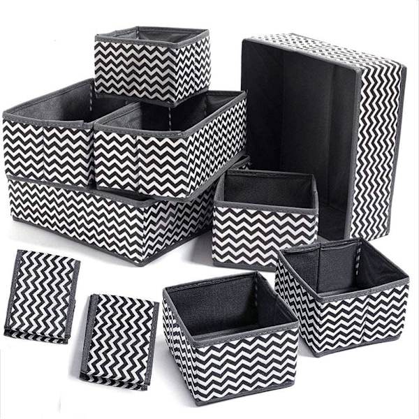 10 st Non-Woven Textil Öppna Förvaringslådor, Tyglåda, Fällbar Förvaringskub Kista för BH:ar, Sockor, Underkläder (10 st)