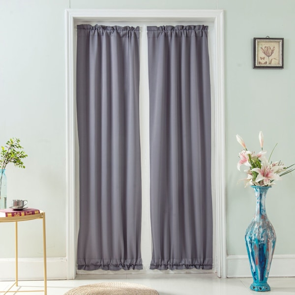 Franska Dörrgardiner Ren Färg Franska Dörrgardinspanel Mörkläggningsgardiner för Vardagsrum Sovrum Matrum, 2 Paneler, 64*183cm Blanco