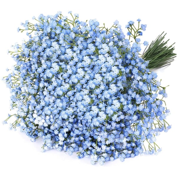 6 stk. kunstige Baby's Breath Gypsophila blomsterbuketter til DIY krans blomsterdekoration light blue
