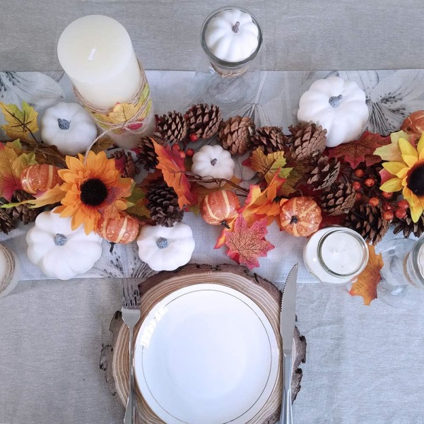 12 st olika storlekar Rustik skörd vita konstgjorda pumpor för Halloween, höst Thanksgiving dekoration