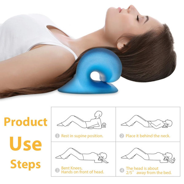 Nackdrag, nackkudde, nackstöd, nackavslappnare, ergonomiskt nackstöd för nacksmärtlindring Blue 8.7*6.9*4.9 inch